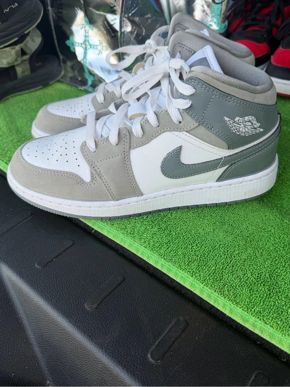 Jordan Kids White and Light Gray High-Top Sneakers